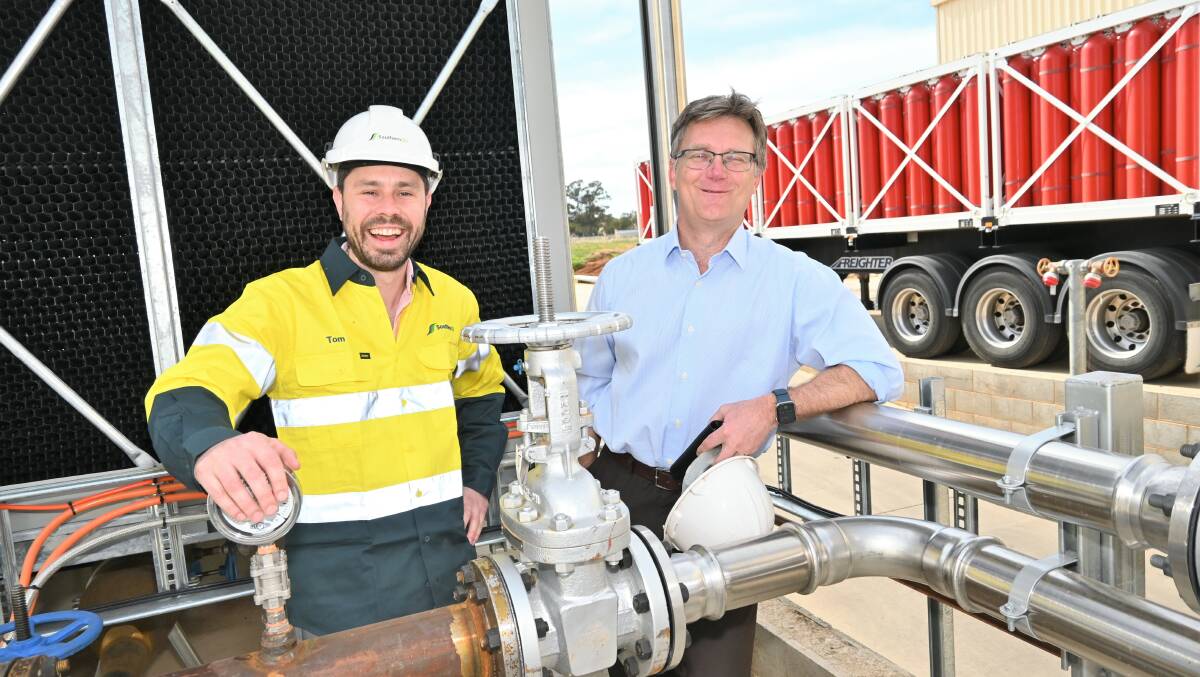 GOING GREEN: Southern Oil project engineer Thomas Goodwin and managing director Tim Rose. Picture: Kenji Sato
