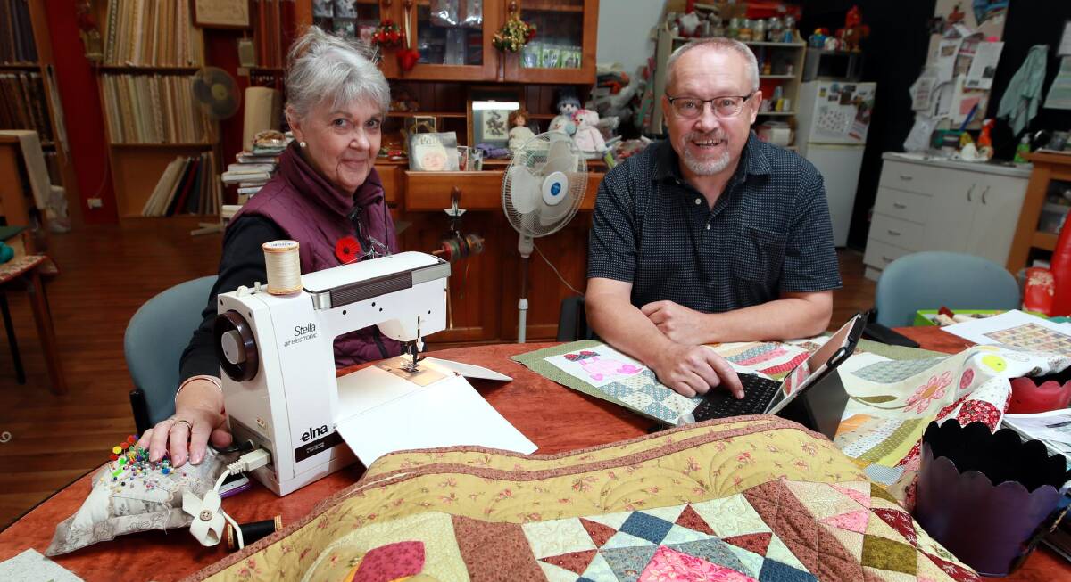 SEWING FRIENDSHIP: Maria Flinn and David Yeates have set up online knitting classes for seniors. Picture: Les Smith