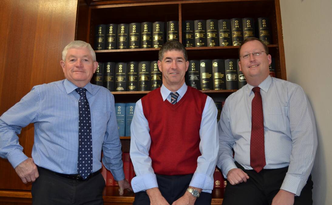 WAGGA TEAM: Paisley Robertson directors Michael Graham (left) and Andrew Morrison (right) with consultant Gary Cheney.