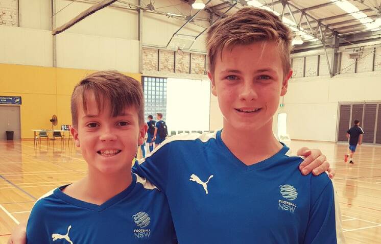 BIG STAGE: Caelan Gray and Conrad Eyles, both Wagga Futsal players, are competing for NSW Country at the National Futsal Championships. Picture: Supplied
