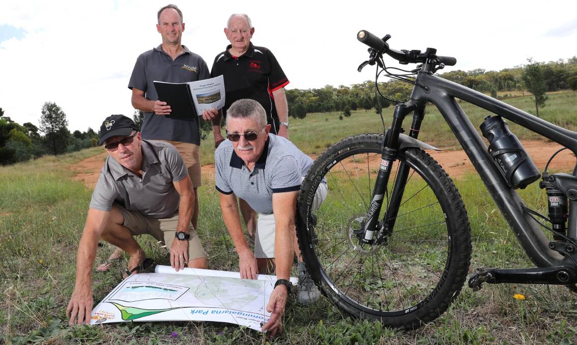 A-TEAM: Wagga Cycling Club's Stephen McMullen, Tolland Cycling Club's Barry O'Hagen, group convenor Paul Johanson and Bicycle Wagga's Ray Loiterton. Picture: Les Smith