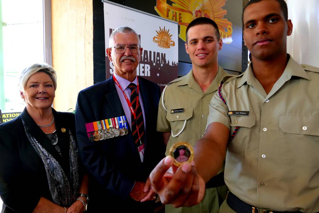 PROUD PARENTS: Kaye and Doug Baird with the inaugural recipients of the Cameron Baird VC, MG, Award for Most Outstanding Soldier, Gunner Hayden Farrier and Private Zac Wilson. Picture: Captain Aaron Oldaker