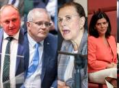 Concetta Fierravanti-Wells, third from right, is the latest Coalition politician to speak her mind on Scott Morrison, third from left.