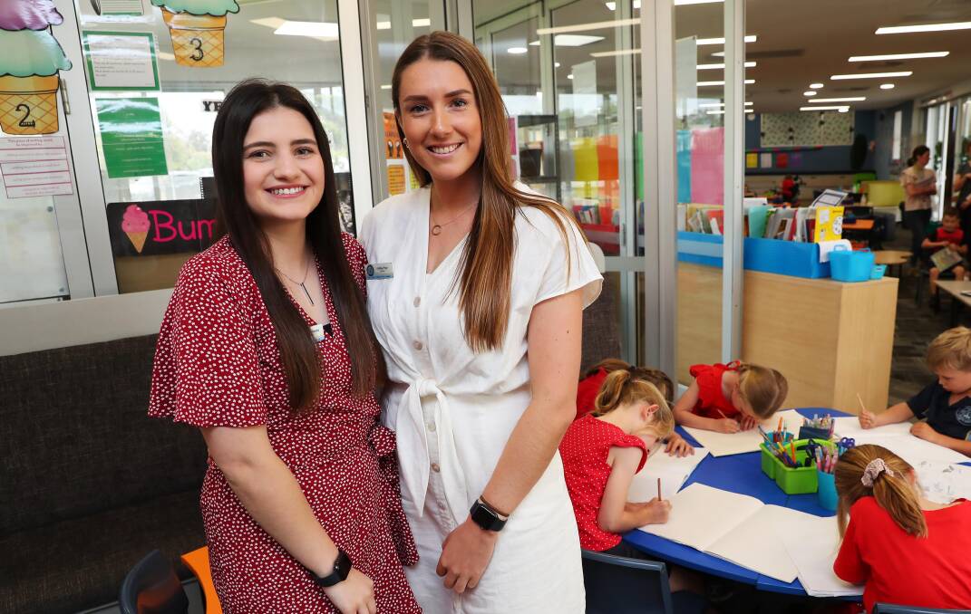THANK YOU: Tjannaya Abela and Ashley Price have thanked the Wagga community for welcoming them and say they love teaching here. Picture: Emma Hillier