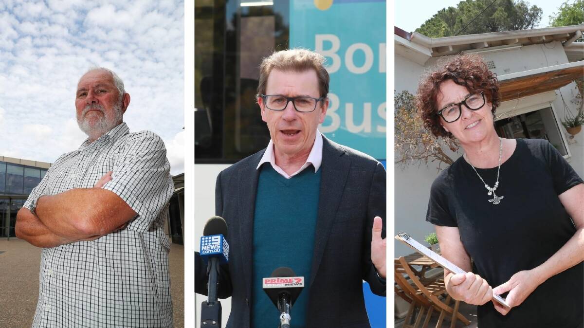 SHAKE UP: Councillor Rod Kendall, Member for Wagga Joe McGirr and council-hopeful Fiona Ziff all have different views on banning property developers from running for local government. Pictures: File