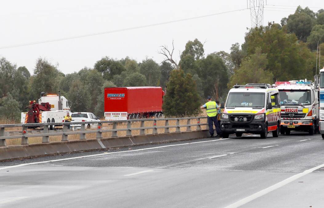 Emergency services were at the scene of the crash for hours over the weekend. Picture: Les Smith