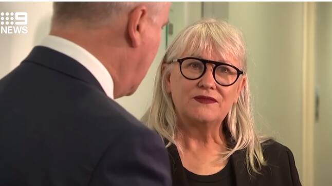 CALL FOR ACTION: March 4 Justice organiser Janine Hendry clashes with Michael McCormack in parliament house. Picture: Channel 9/The Sydney Morning Herald.
