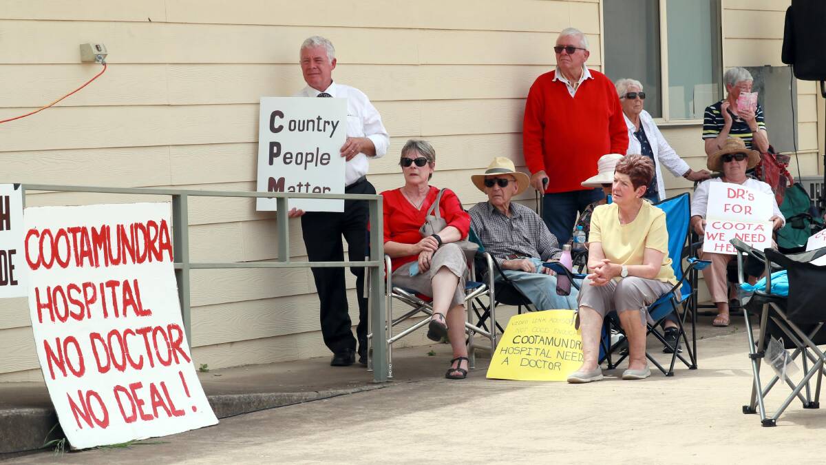 FED UP: Regional residents called for an end to the rural doctor shortage at a rally in Wagga 12 months ago. Picture: File