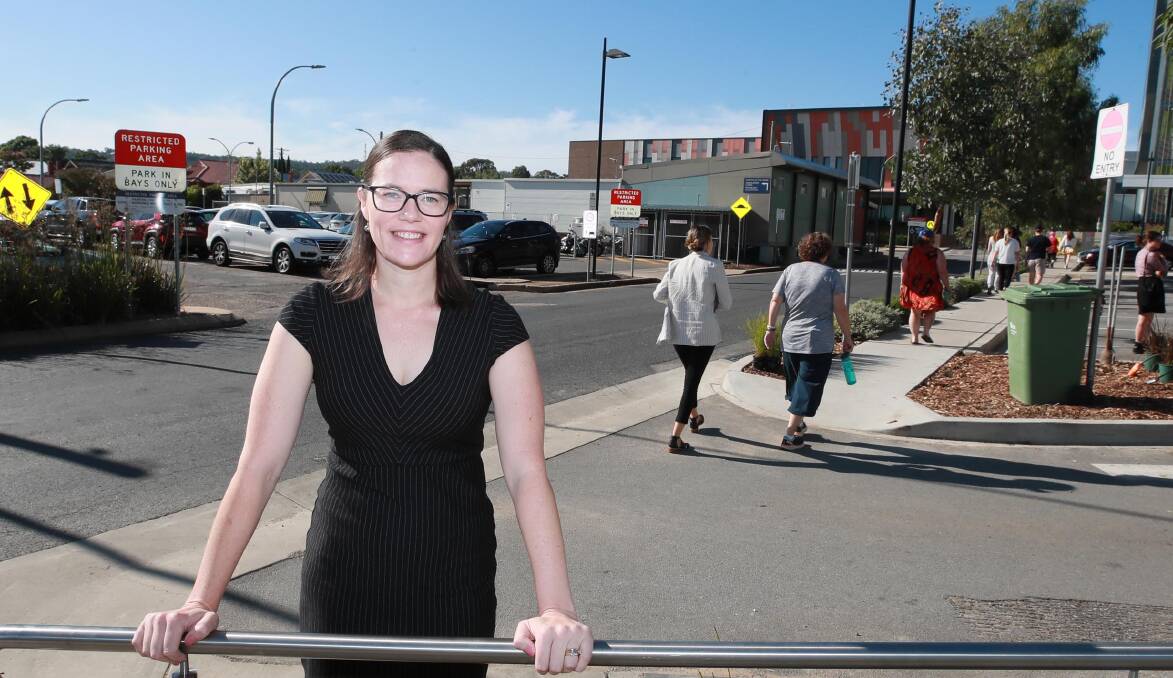 IN THE WORKS: The hospital's manager of allied health and ambulatory care Roanna O'Hara in front of the future car park site. Picture: Les Smith