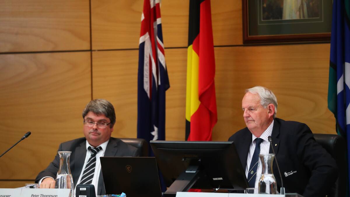 LOOKING AHEAD: Wagga council general manager Peter Thompson and mayor Greg Conkey say the city will have to raise more revenue or potentially cut costs. Picture: Emma Hillier