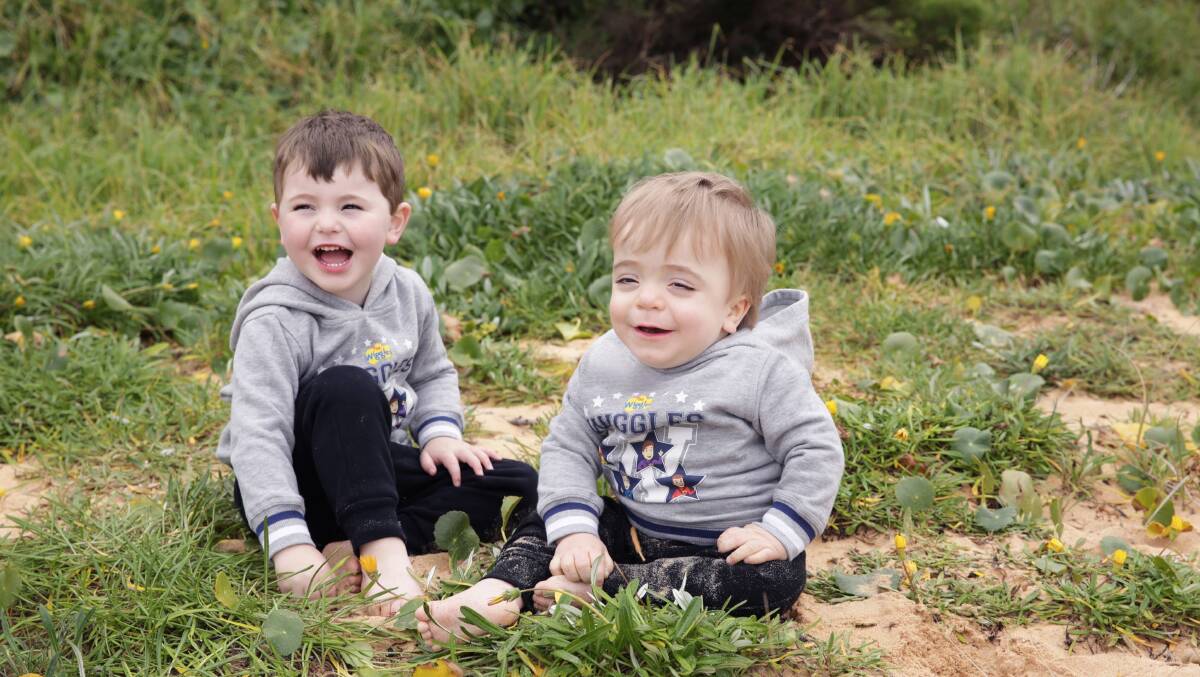 BROTHERS: Darcy, 3, and Henley Carey, 1, have a moment to play together before Henley's admission to hospital. Picture: Karen Allamby Photography