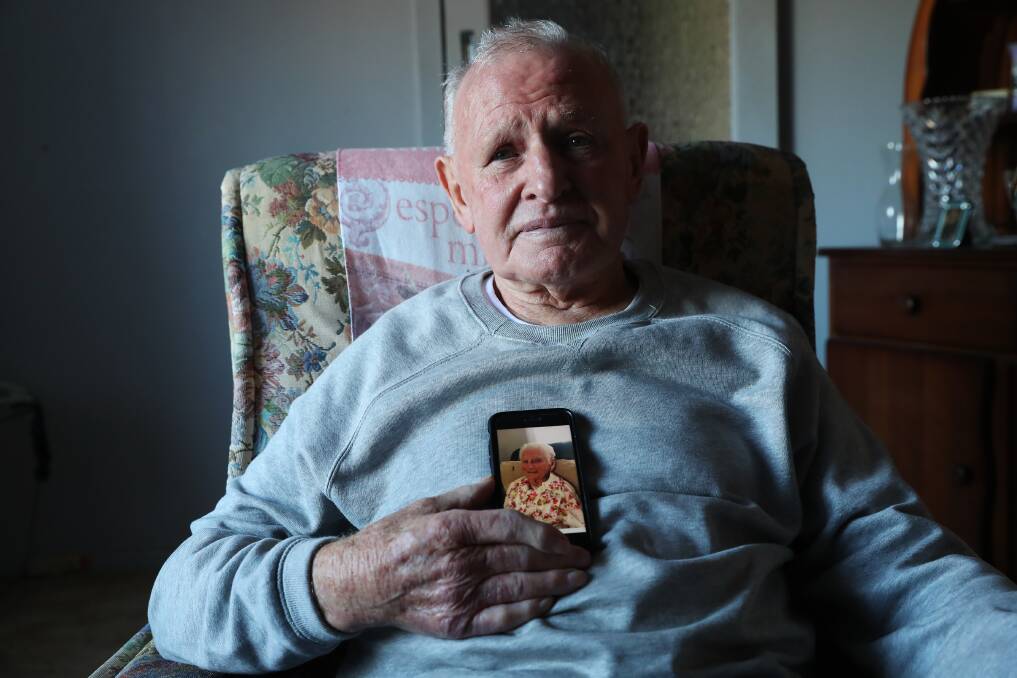 PERSPECTIVE: Jim Hogan with a picture of his late mother, Margaret. Picture: Emma Hillier