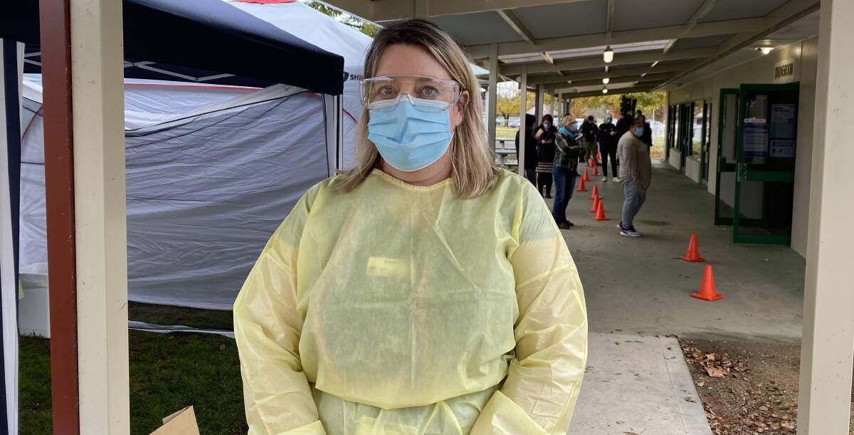 ON ALERT: Murrumbidgee Local Health District pandemic lead Emma Field at the Gundagai pop-up clinic. Picture: Catie McLeod