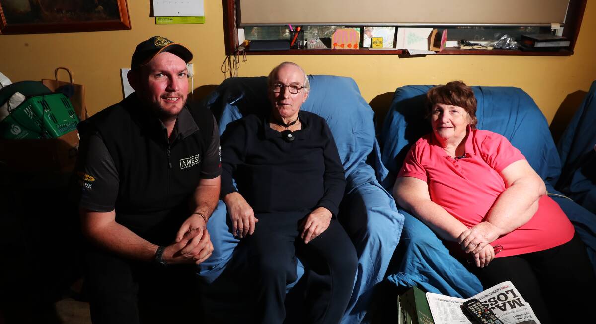 DISAPPOINTED: Will George, pictured with his parents Ken, 68, and Lexene, 65, say they were let down by Ken George's aged care provider during a three-year struggle for what they call "reasonable care". Picture: Emma Hillier