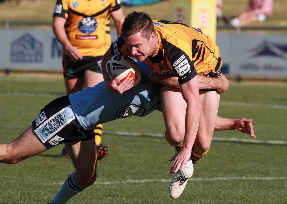 TOP TIGER: Dane O'Hehir, pictured during Gundagai's grand final win over Tumut, won the Tigers' player of the year award. Picture: Les Smith