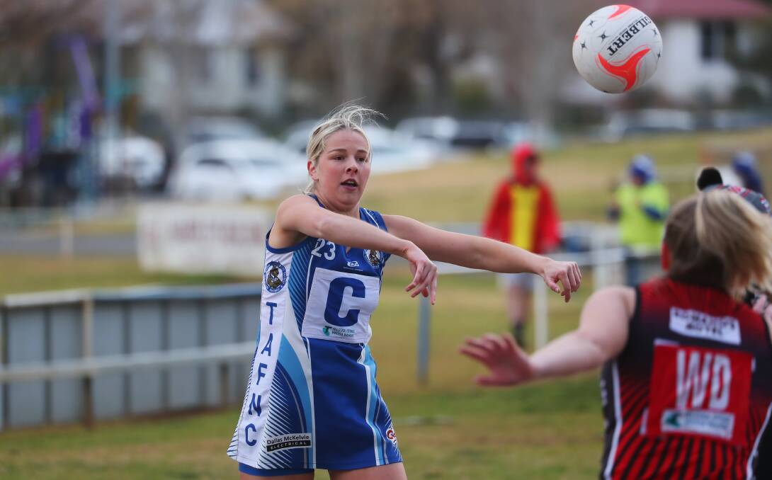 STEPPING UP: New Temora coach Meg Reinhold in action in 2019. Picture: Emma Hillier
