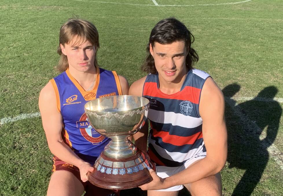 READY: Mater Dei Catholic College's Baxter Wallett and Kildare Catholic College's Nick Madden with the Carroll Cup before Wednesday's final. Picture: Jon Tuxworth