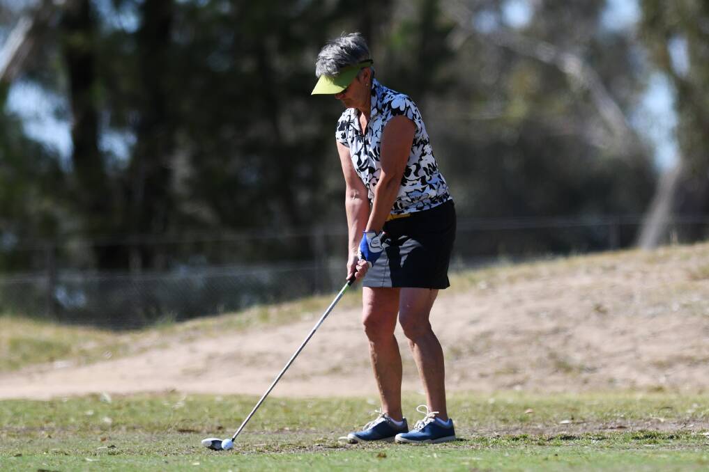 TENSE FINISH: Lyn Stewart proved too strong for youngster Josie Currie after the Wagga Country Club ladies championship was decided through a three-hole playoff on Thursday. 