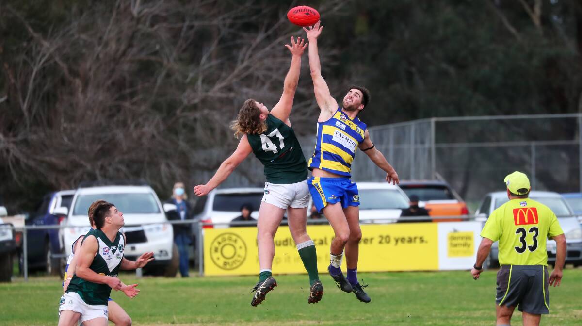 RESPONSIBILITY: Young Coolamon ruckman Will McGowan in a contest against Mangoplah-Cookardinia United-Eastlakes last year. 