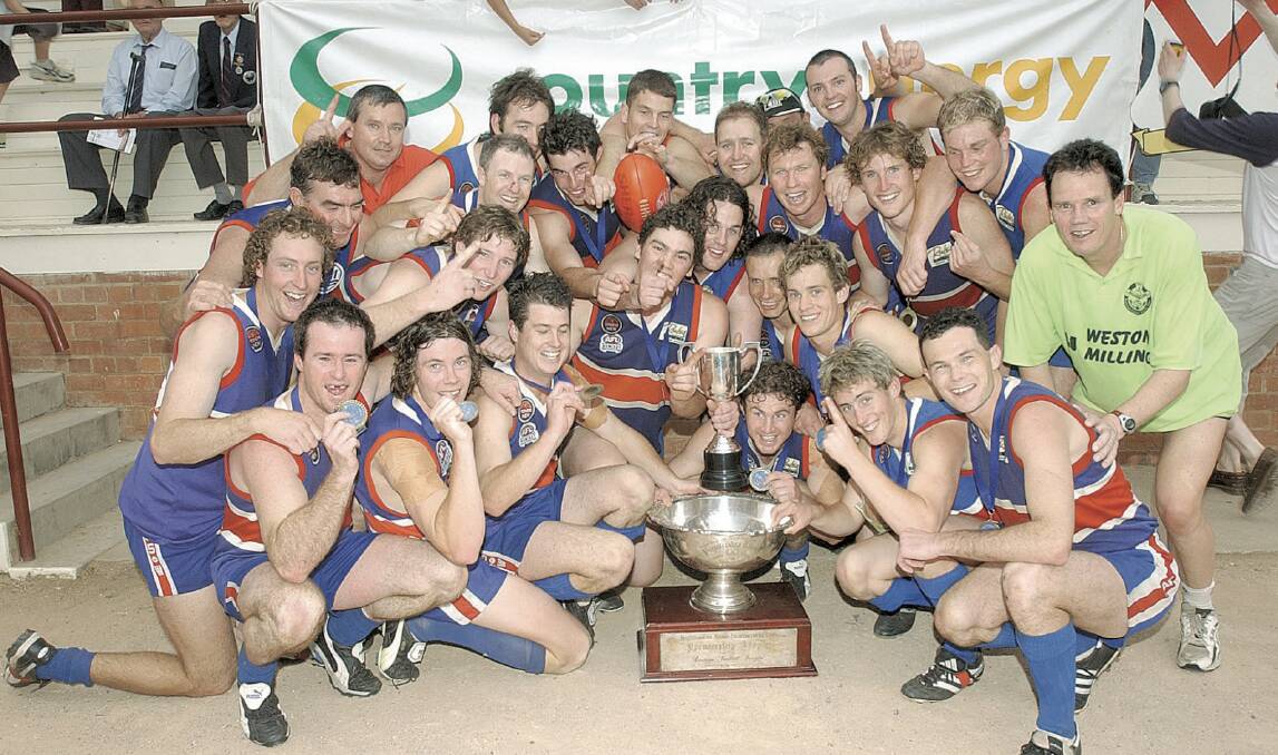 CHAMPIONS: Turvey Park celebrate after winning the 2002 grand final against Griffith. 