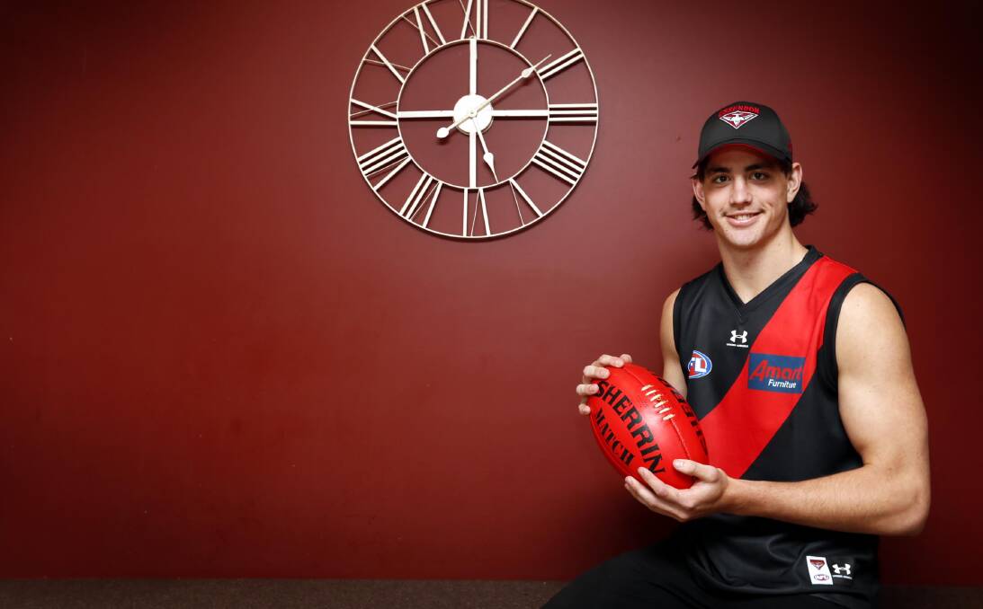 ALL SMILES: Turvey Park junior Patrick Voss at the family home after he was picked up by Essendon in Friday's rookie draft. Picture: Les Smith