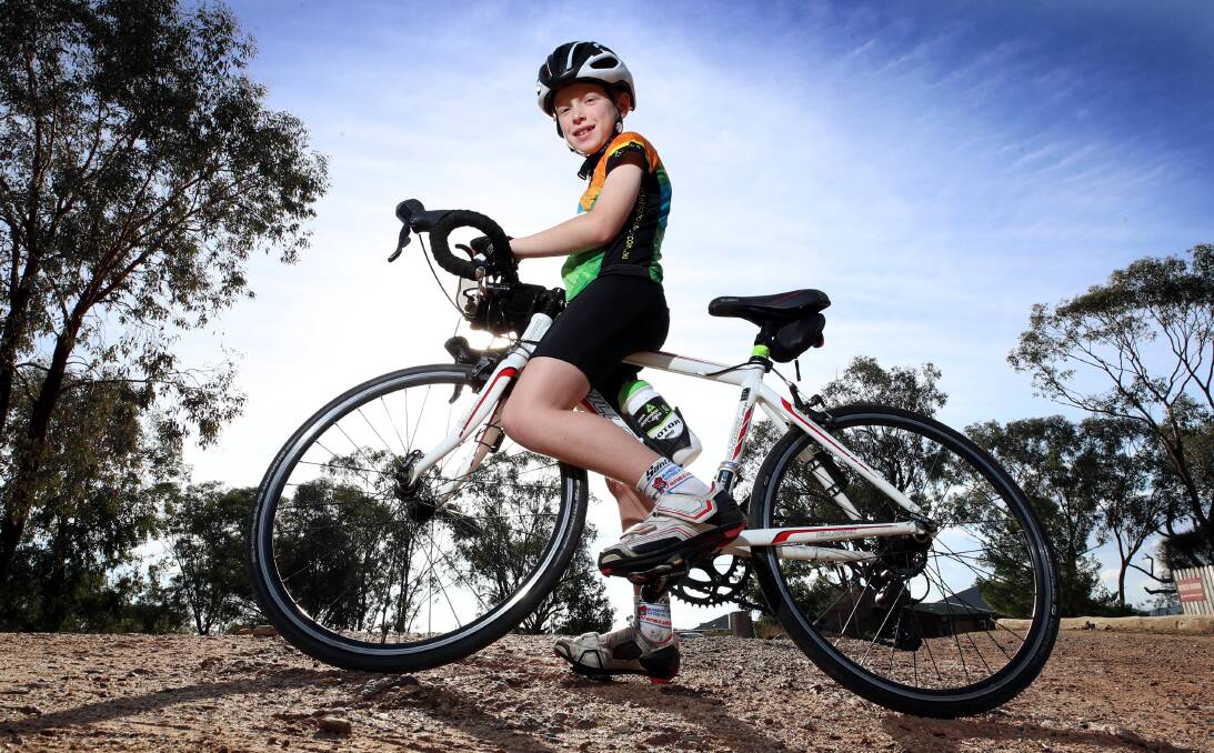 ALL HEART: Ten-year-old cyclist Eddie Thompson is ticking climbing Victoria's seven peaks off his bucket list. Picture: Les Smith. 
