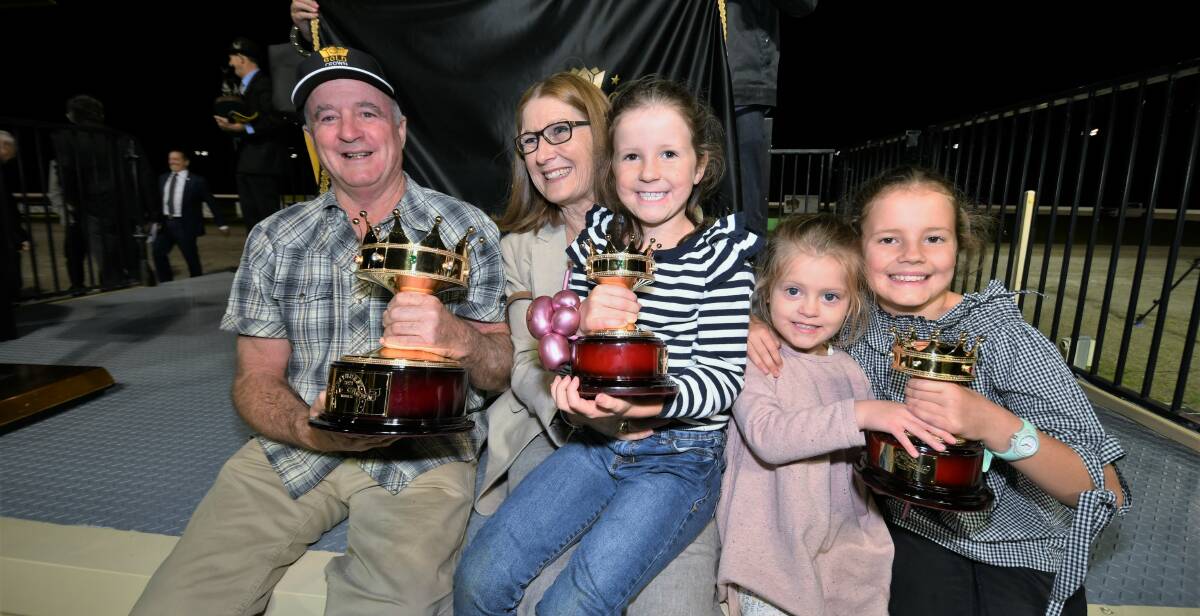 VICTORY SPOILS: Ray Walker with his wife Jane plus their grandkids, Tilly Doherty (7), Isabella Alchin (3) and Myra Doherty(9). Picture: Chris Seabrook