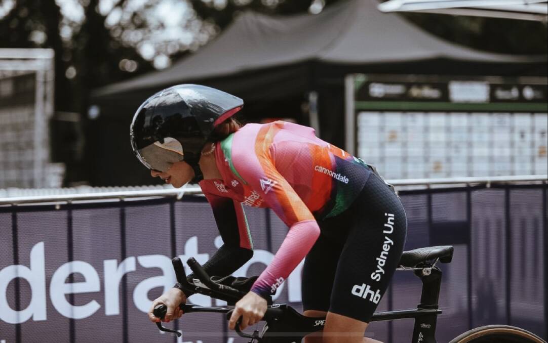 CONTENT: Wagga cyclist Bronte Stewart was pleased with her fifth place in the junior women's time trial at the Road Nationals in Ballarat. Picture: Sydney University Staminade