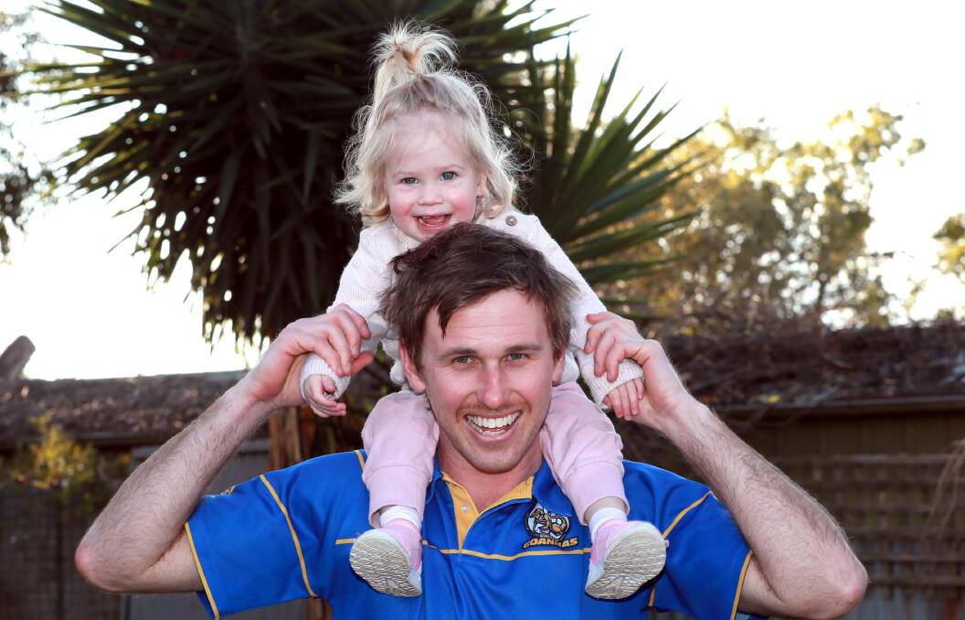 NEW LEASE: Mangoplah-Cookardinia United-Eastlakes' Ryan Price, pictured with one-year-old daughter Matilda, has found a new home in defence. Picture: Les Smith