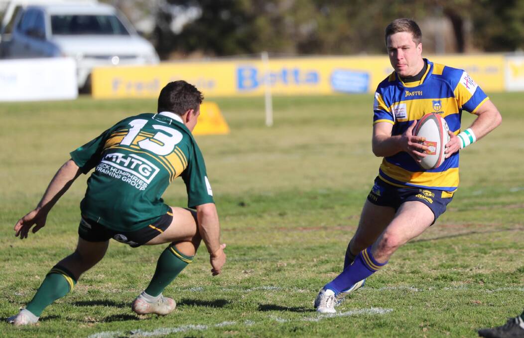Albury's Sam Allen take on the Aggies defence during a Southern Inland Rugby Union game last year. 