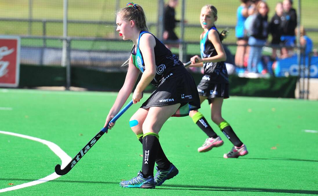 YOUNG TALENT: Sophie Bailey playing for Wagga at the under-15 state championships at Jubilee Park in 2017. Picture: Kieren Tilly. 
