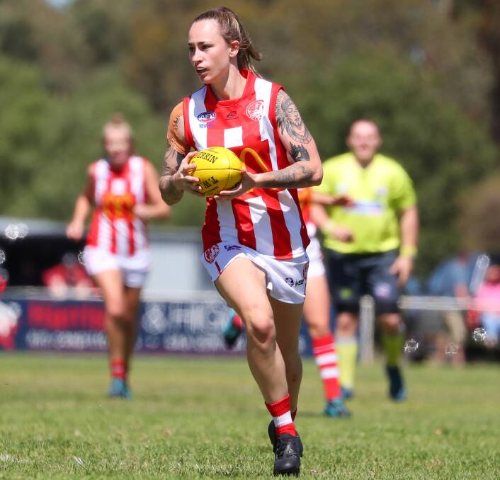 DAY OUT: CSU's Kahli Abbott kicked six goals in her team's win over Narrandera. Picture: Emma Hillier