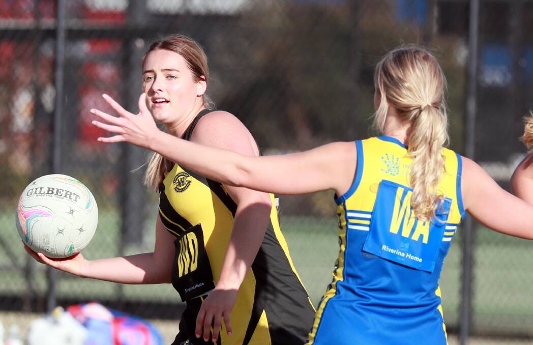 STILL WINLESS: Wagga Tiger Georgia Tilyard sums up her options during Saturday's loss to Mangoplah-Cookardinia United-Eastlakes. Picture: Les Smith