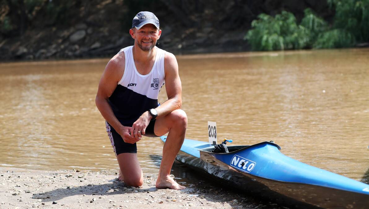 WINNER: Canberra's Russell Wood proved too strong to take overall honours in Sunday's Wagga Bidgee Canoe Club marathon race. Picture: Emma Hillier