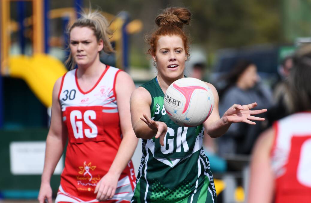 BACK ON BOARD: Coolamon coach Claudia Barton, pictured in action against Collingullie-Glenfield Park on Sunday, will return to the post next season. 