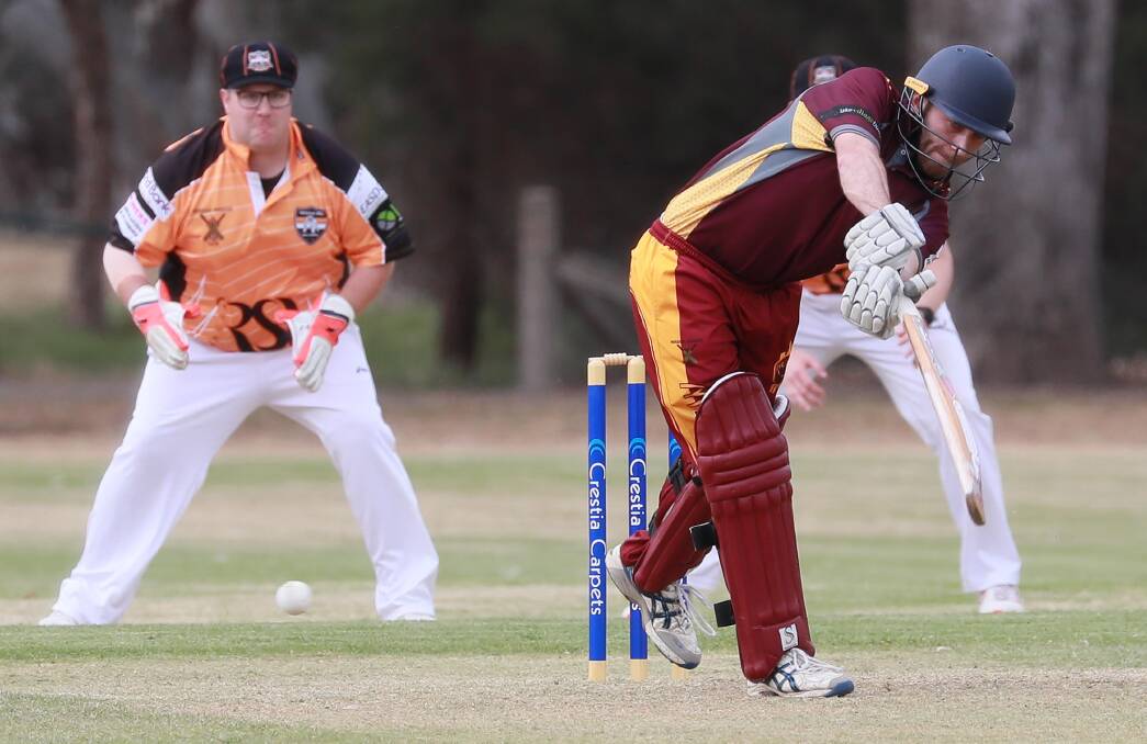 EASY WIN: Lake Albert's Jackson Somerville plays a shot during his side's seven-wicket victory over Wagga RSL on Saturday. Picture: Les Smith