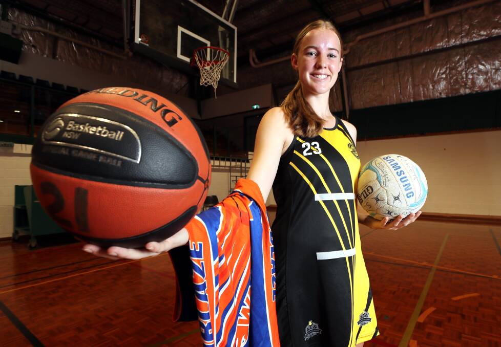 ALL-ROUNDER: Abbey Morton, 17, juggles playing first grade netball with Wagga Tigers and state league basketball with Wagga Blaze. Picture: Les Smith