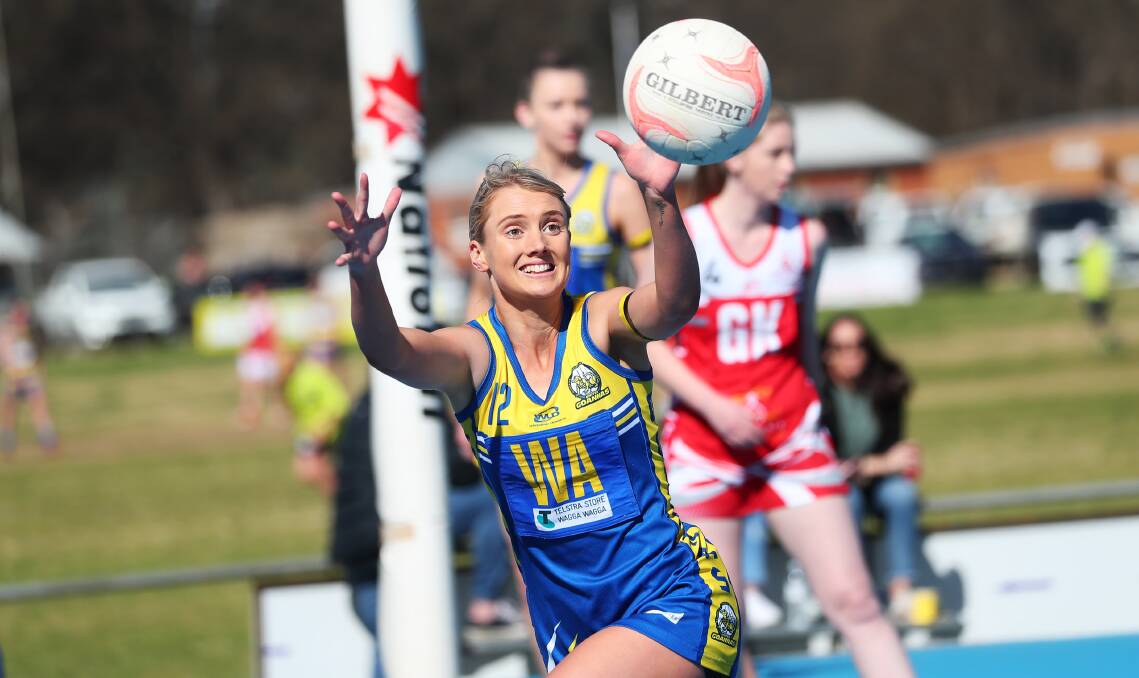 GRAND FINAL BOUND: MCUE wing attack Mikaela Cole is looking to avenge a grand final loss in 2017 this weekend against Collingullie-Glenfield Park. Picture: Emma Hillier