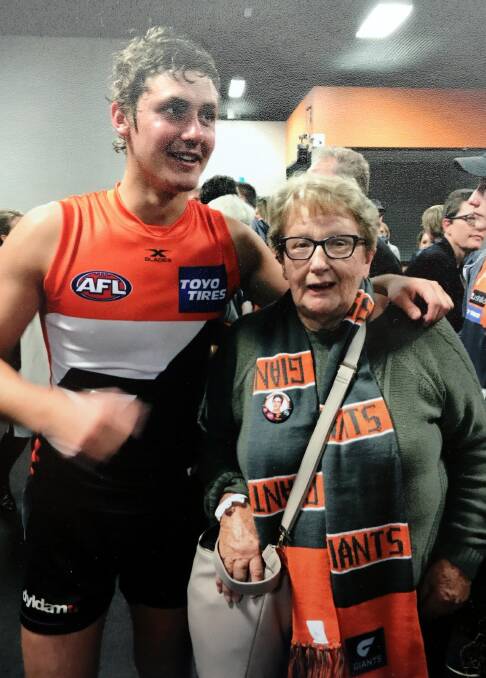 Harry Perryman with his nan, Maureen after a Giants game. 