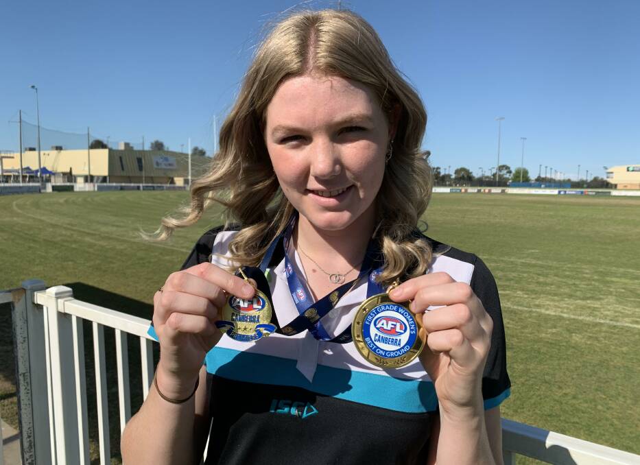 MEDAL HAUL: Wagga's Ally Morphett was named best on ground in Belconnen's AFL Canberra grand final win. Picture: Jon Tuxworth