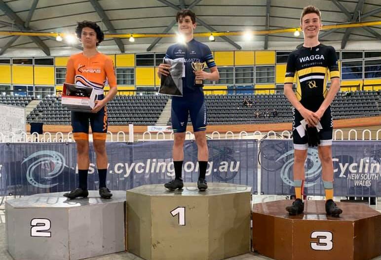 MEDAL WINNER: Wagga Cycling Club's Luke Nixon (right) claimed bronze in the under-17 race. Picture: Cycling NSW