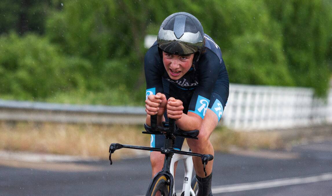FOCUSED: Zac Barnhill is a picture of concentration during his under-19 time trial win at the NSW state titles. Picture: Ryan Miu/Cycling NSW