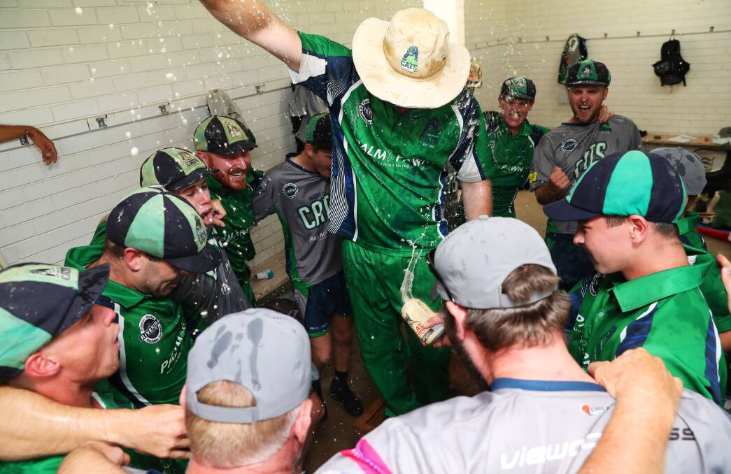 GOOD FEELING: Wagga City Cat's premiership celebrations after sealing the Wagga Cricket premiership earlier this month could be the last we see for some time. Picture: Emma Hillier