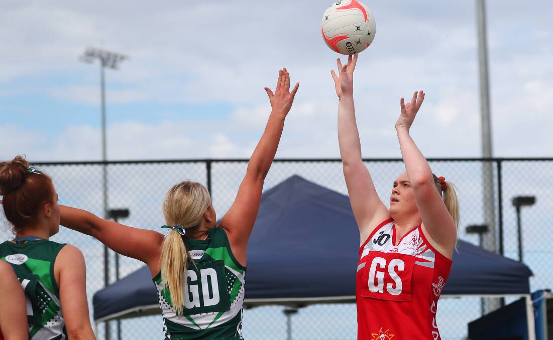 KEY ACQUISITION: Temora recruit Hannah Finemore puts up a shot for Collingullie-Glenfield Park in 2019. 
