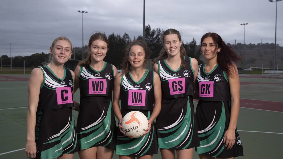 READY: Wagga under-17s players Claudia Wheatley, Kate Wallace, Leila Campbell, Ava Moller and Tamsyn Goolagong will play in this weekend's senior state titles
in Sydney. Picture: Madeline Begley 