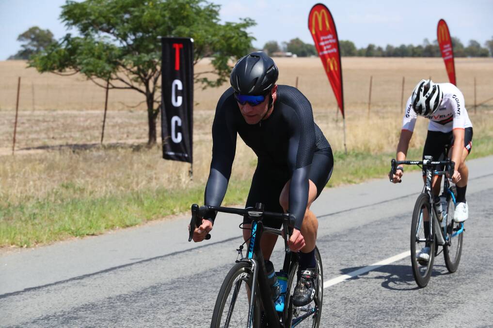 PACESETTER: Peter Treloar won the first stage of the Tour de Riverina at Uranquinty a fortnight ago. Picture: Emma Hillier
