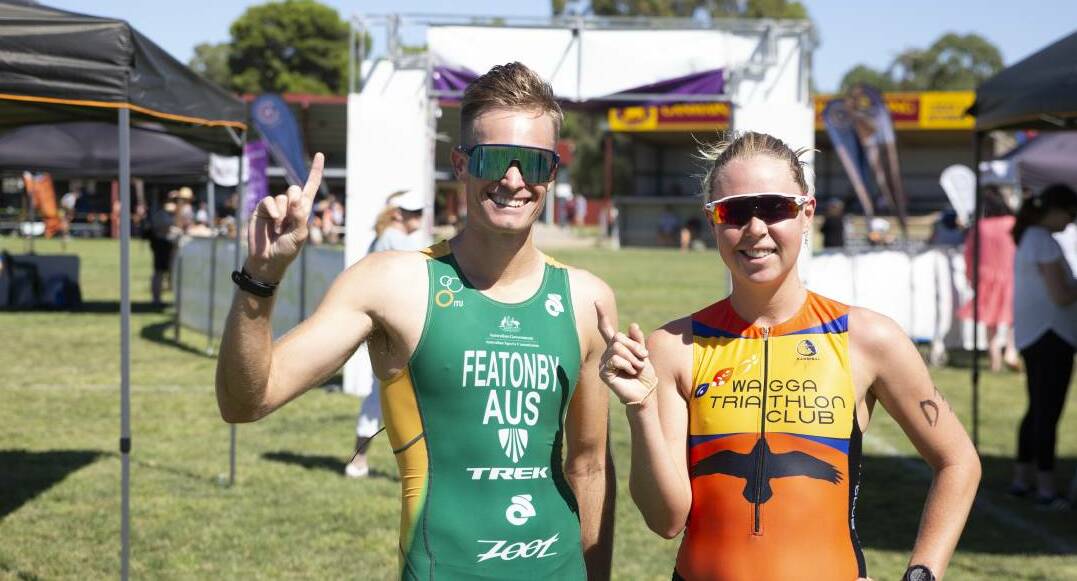 RETURNING: Ganmain Triathlon winners Jesse Featonby and Annabel White will compete in Sunday's The Rock Triathlon. Picture: Madeline Begley 
