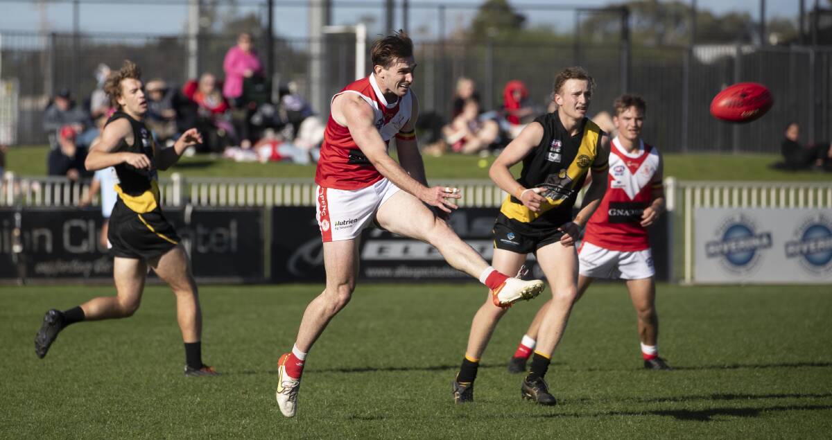 BOUNCE BACK: Collingullie-Glenfield Park's James Pope gets a kick away in Saturday's win over Wagga Tigers. Picture: Madeline Begley