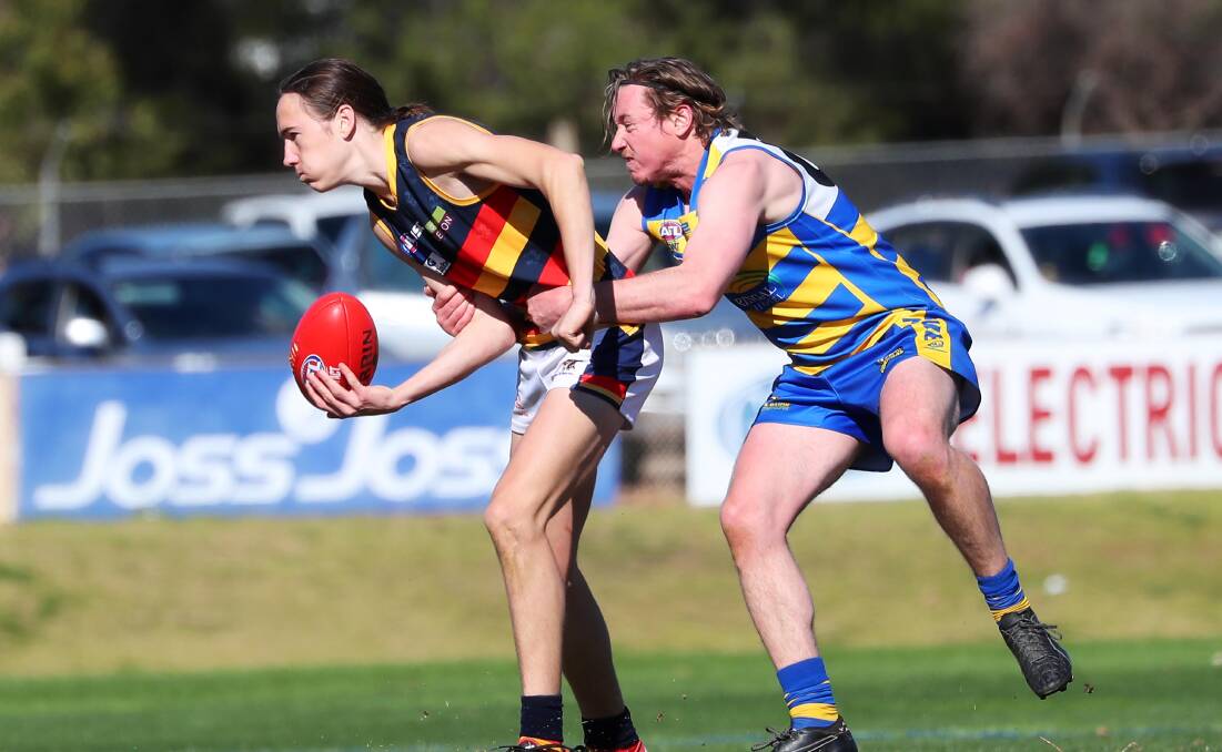 BIRTHDAY BOY: Leeton-Whitton's Cooper Sharman, pictured playing against MCUE in 2018, hopes to celebrate his birthday with a win. Picture: Emma Hillier