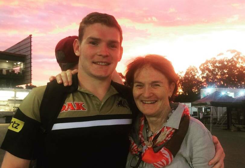 Liam Martin and mother Maxine during his early days at Penrith. 